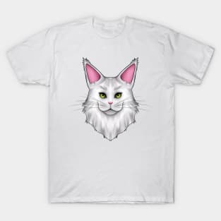 White Mainecoon Cat T-Shirt